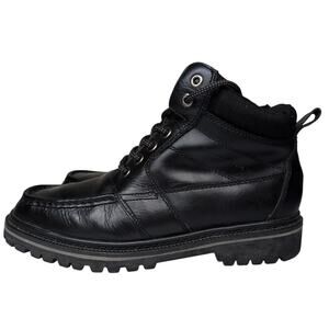 Tommy Hilfiger Chunky Black Leather Ankle Boots Men 11 Balman Round Toe Street
